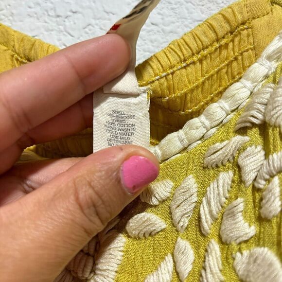 Rega Ruffle Sleeve Floral Embroidered Tiered Maxi Dress Yellow Small Ruffle Hem - Picture 9 of 12